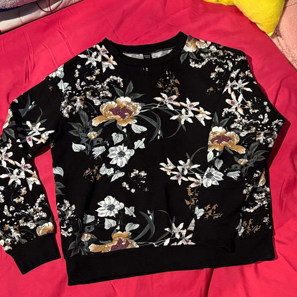 Floral Black and White Women's Sweater